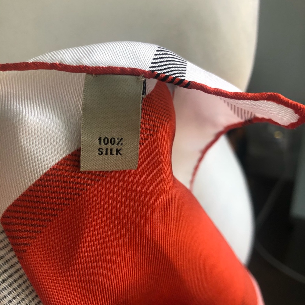 Burberry Silk Orange Check Scarf - Picture 9 of 9